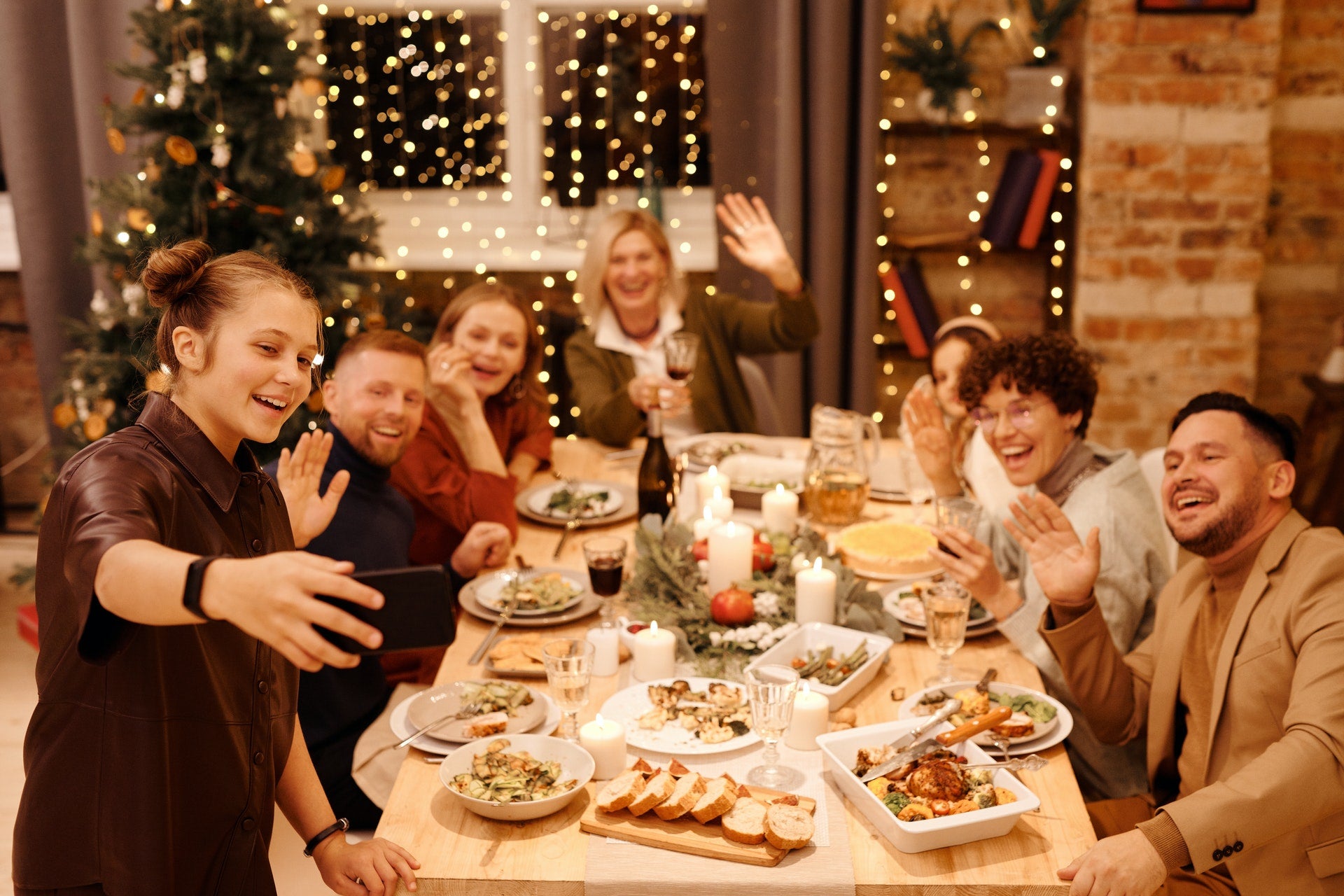 group of people at dinner table