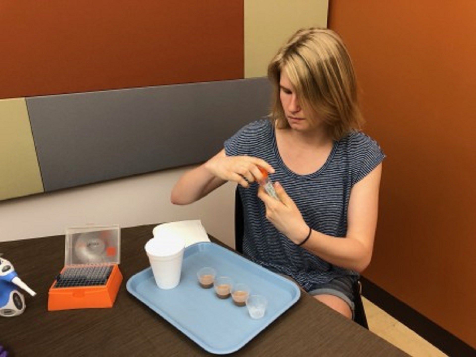 woman checking saliva