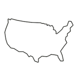 Outline of the United States on a white background