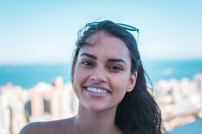 smiling woman with white teeth