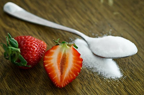 freshly cut strawberries containing Xylitol natural sugar substitute