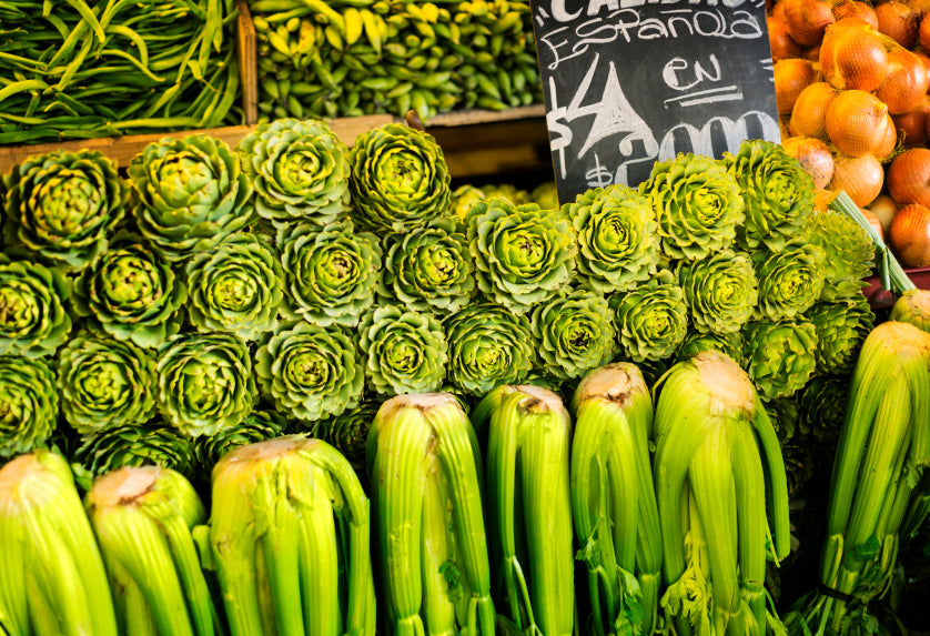 celery, artichokes and herbs