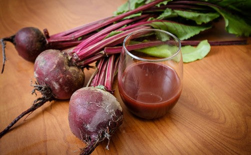 beets and glass of beetroot juice