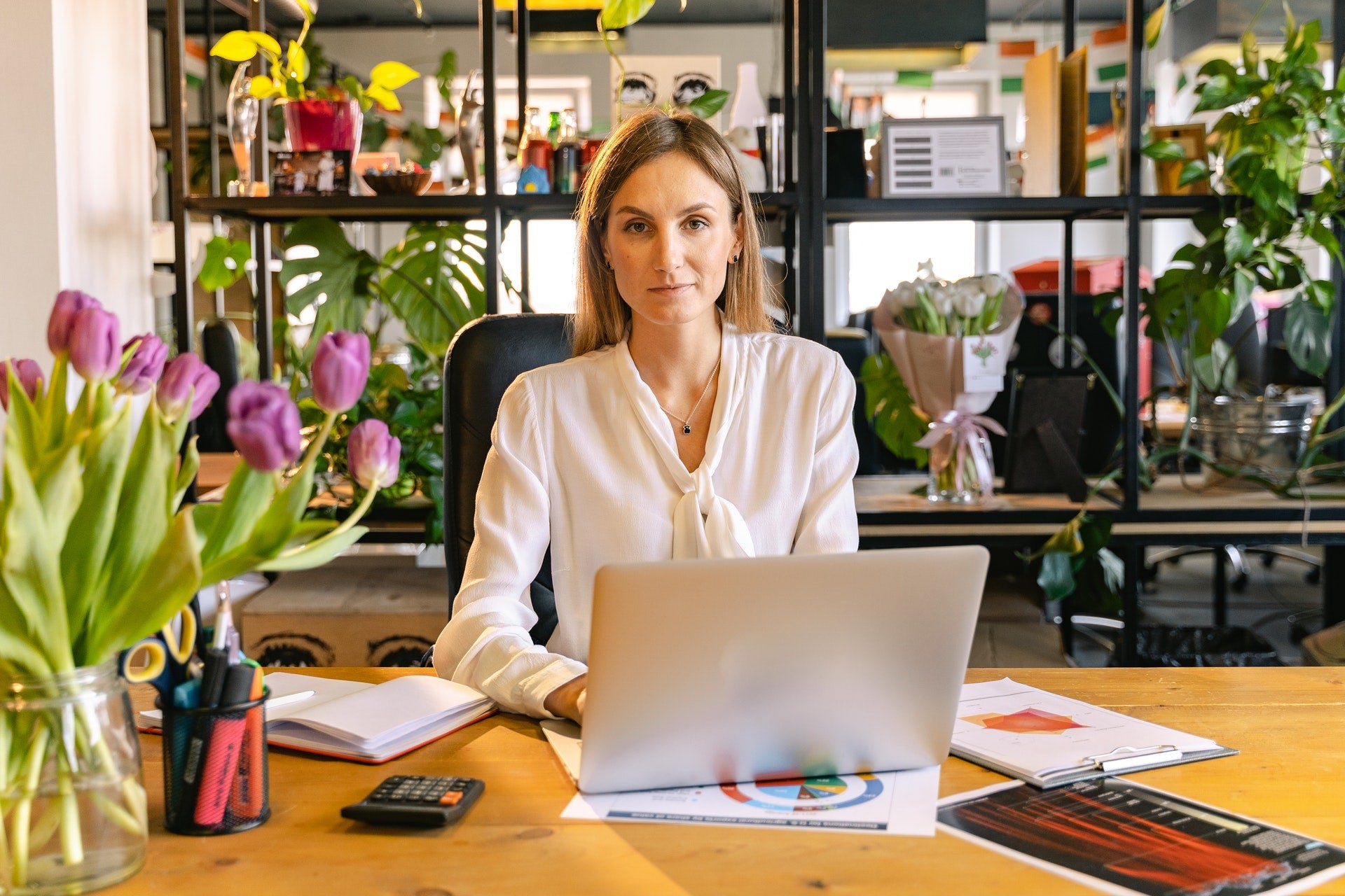 woman in eco-friendly workspace
