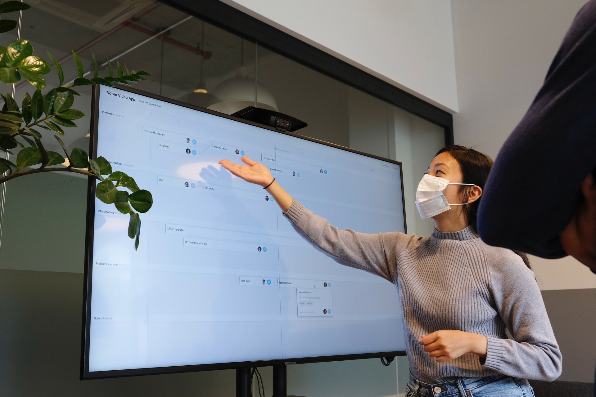 woman wearing mask at work