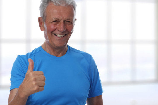 smiling man exercising