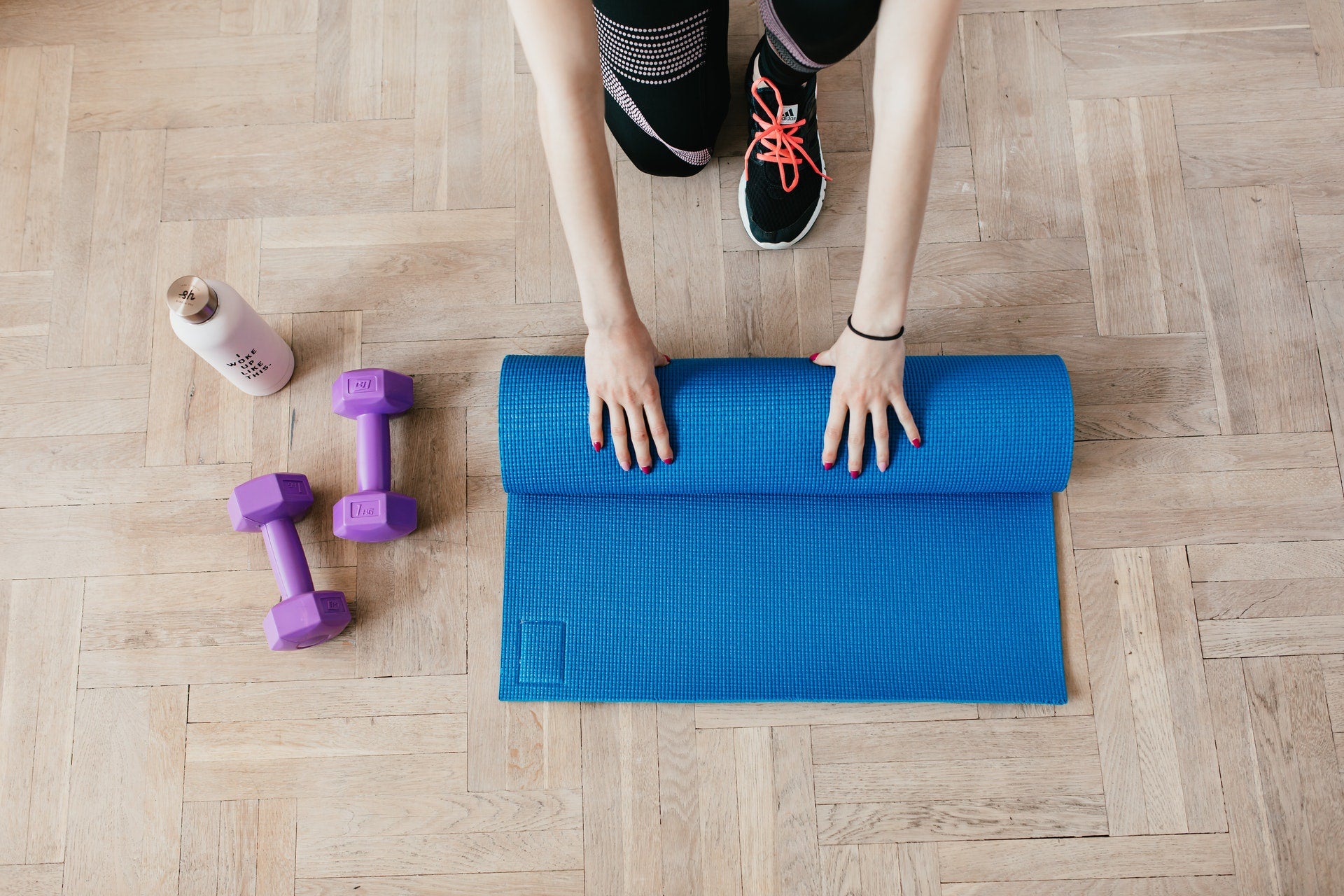 woman working out at home