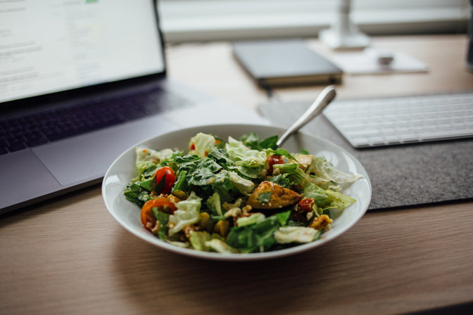 healthy meal at desk