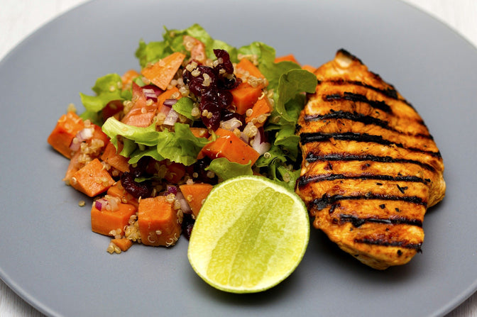 plate of protein and vegetables