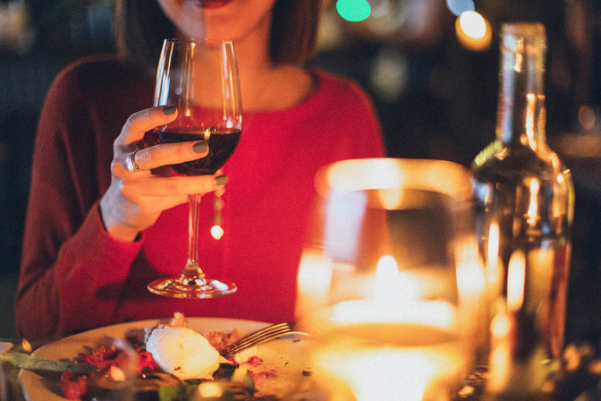 woman drinking red wine