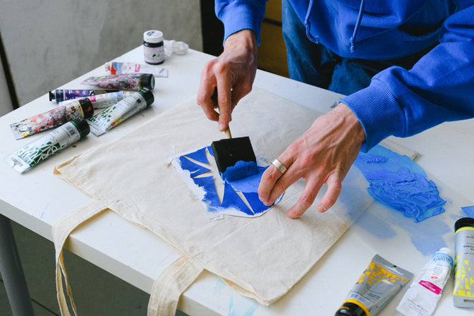 woman working on craft hobby for self care