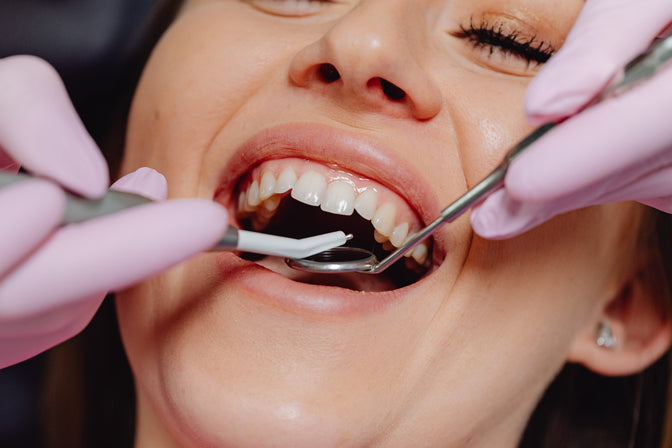 patient having teeth checked