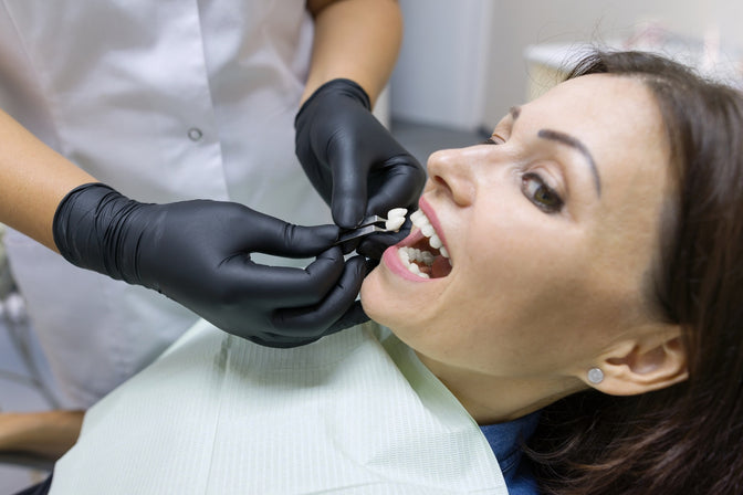 woman with missing tooth