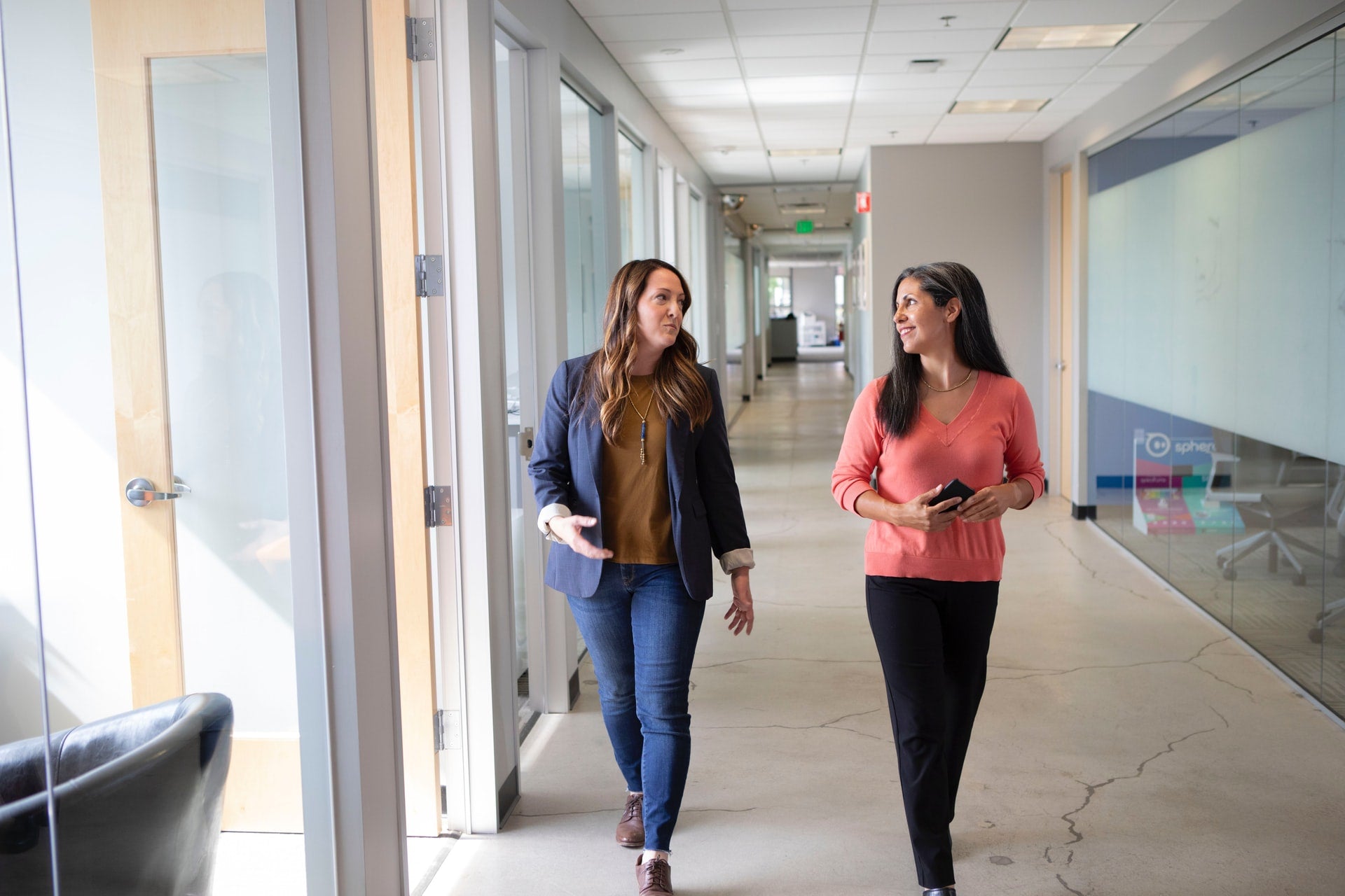 women walking for exercise at work