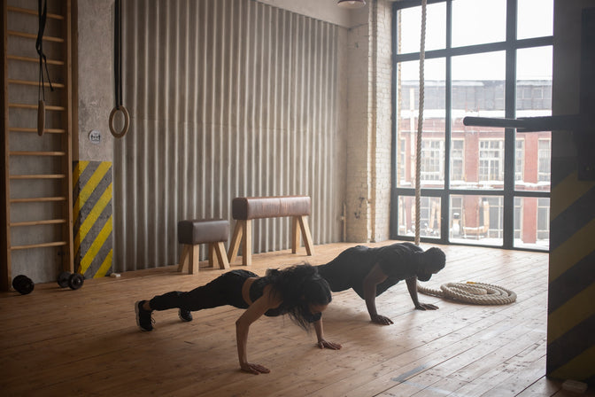 couple doing push-ups