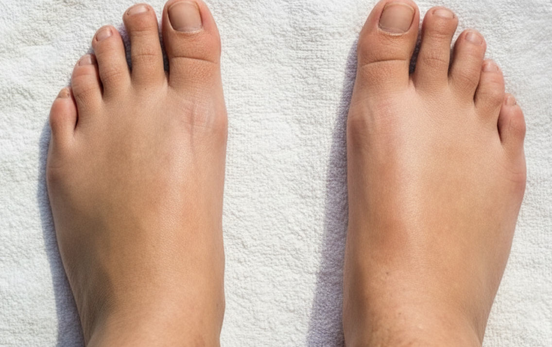 Two feet on a white towel