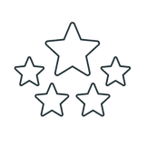 Five black stars on a white background